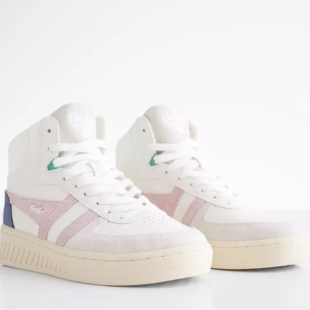 Gola Women's Grand Slam / White and Pink High-Top Sneakers/ Leather / size 7